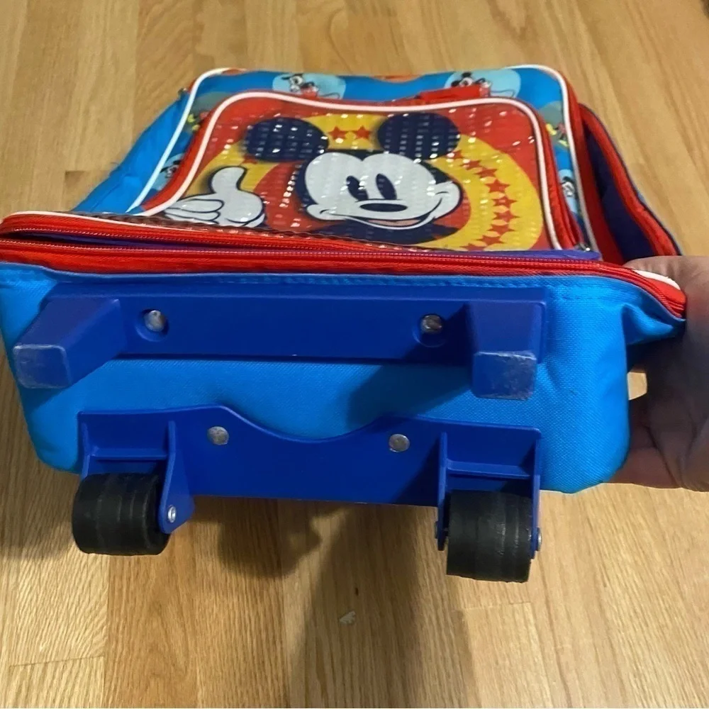 Disney Mickey Mouse Rolling Carry On Luggage Suitcase Red Blue Kids